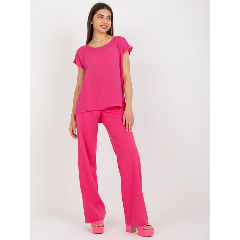 SUBLEVEL Tmavě růžové volné tričko --dark pink Tmavě růžová 81312532