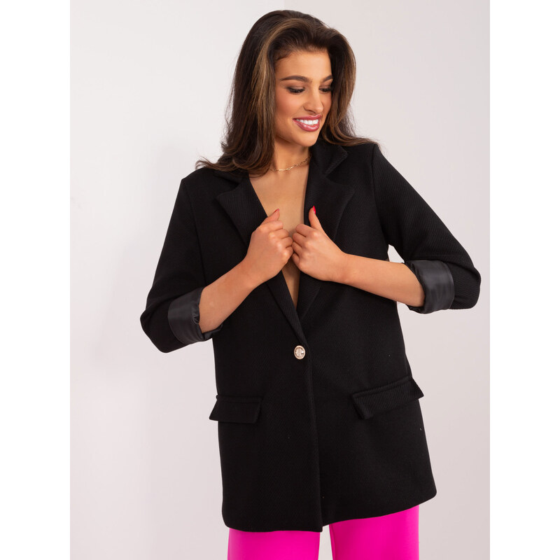 ITALY MODA Černé elegantní dámské sako -black Černá 89806134