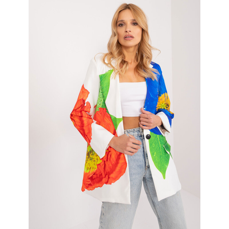 ITALY MODA Bílé sako s květinovým vzorem -white Květinový vzor 90958215