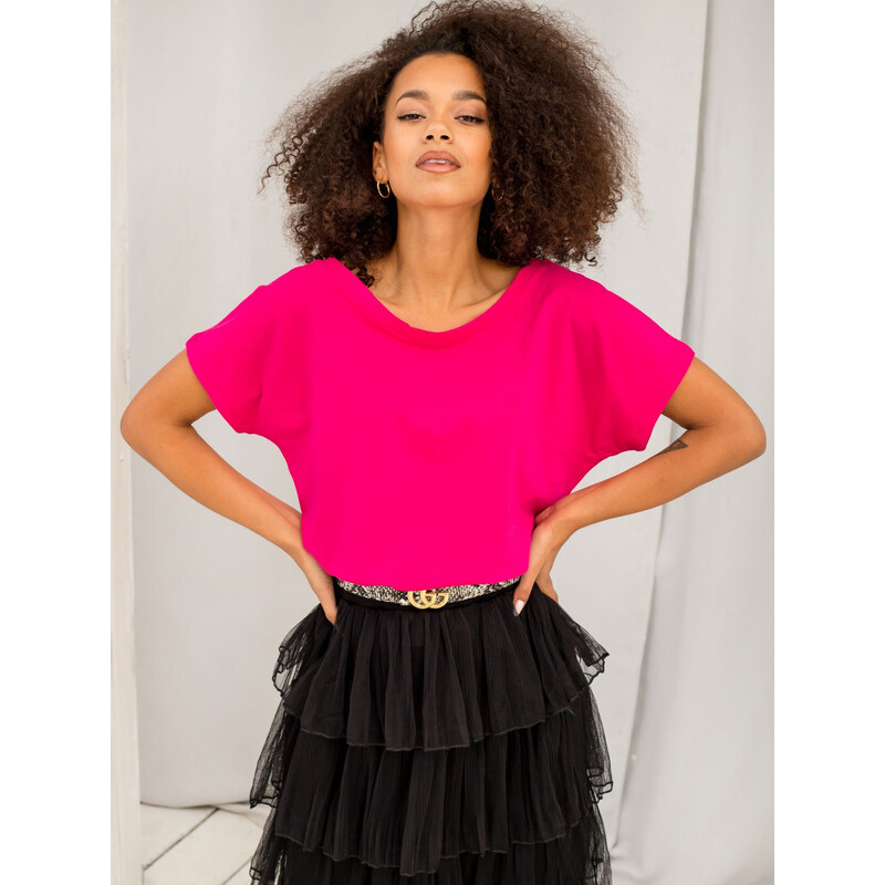 BASIC Dámské růžové tričko -fuchsia Tmavě růžová 52754826