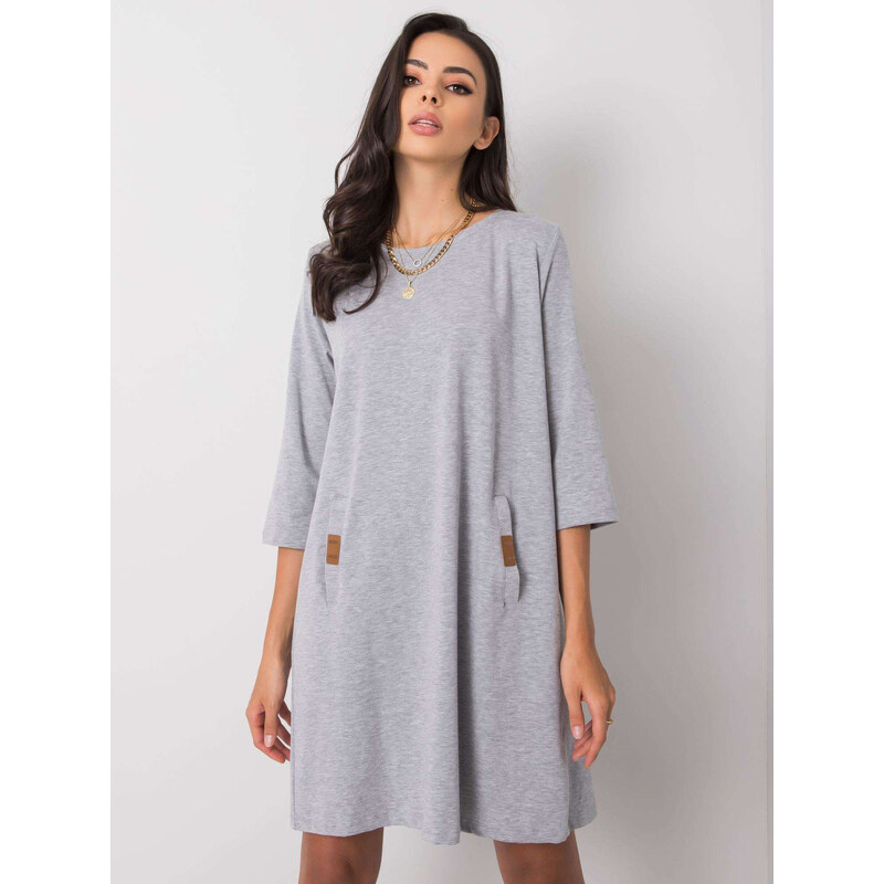 RELEVANCE Světle šedé dámské volné šaty RV-SK-6274.36P-gray