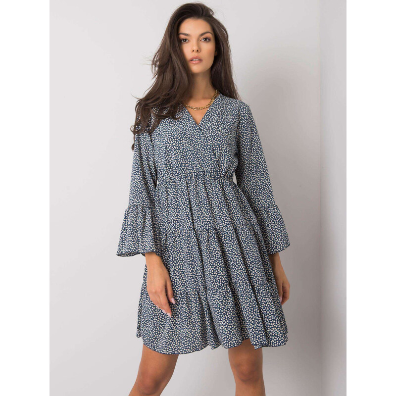ITALY MODA Tmavě modré květované šaty --dark blue Květinový vzor