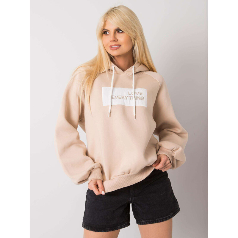 BASIC Světle béžová mikina s kapucí -EM-BL-651/2.41X-beige