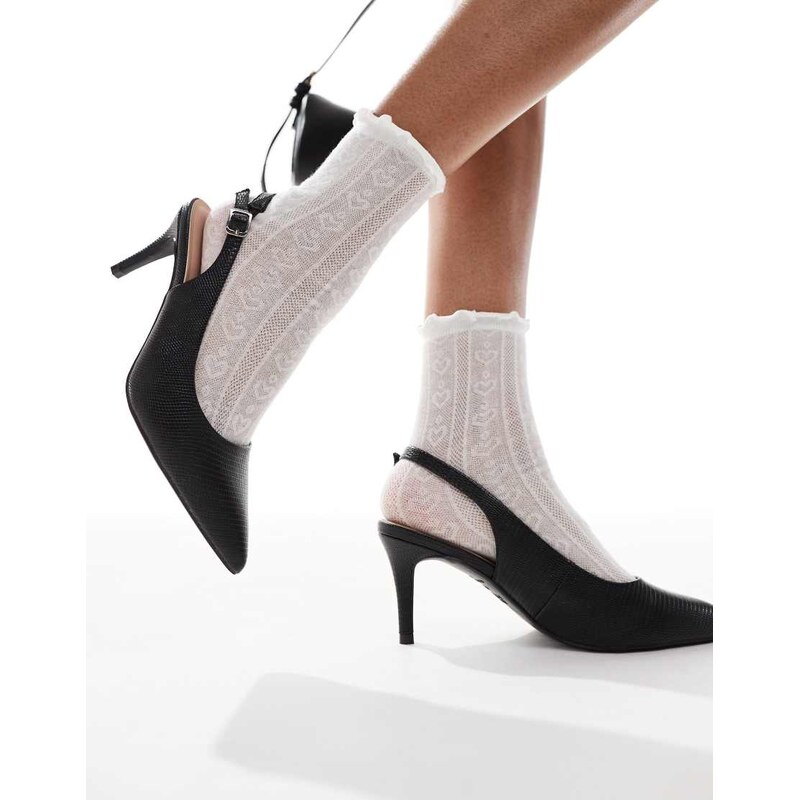 New Look PU slingback heeled shoe in black snake 105337044