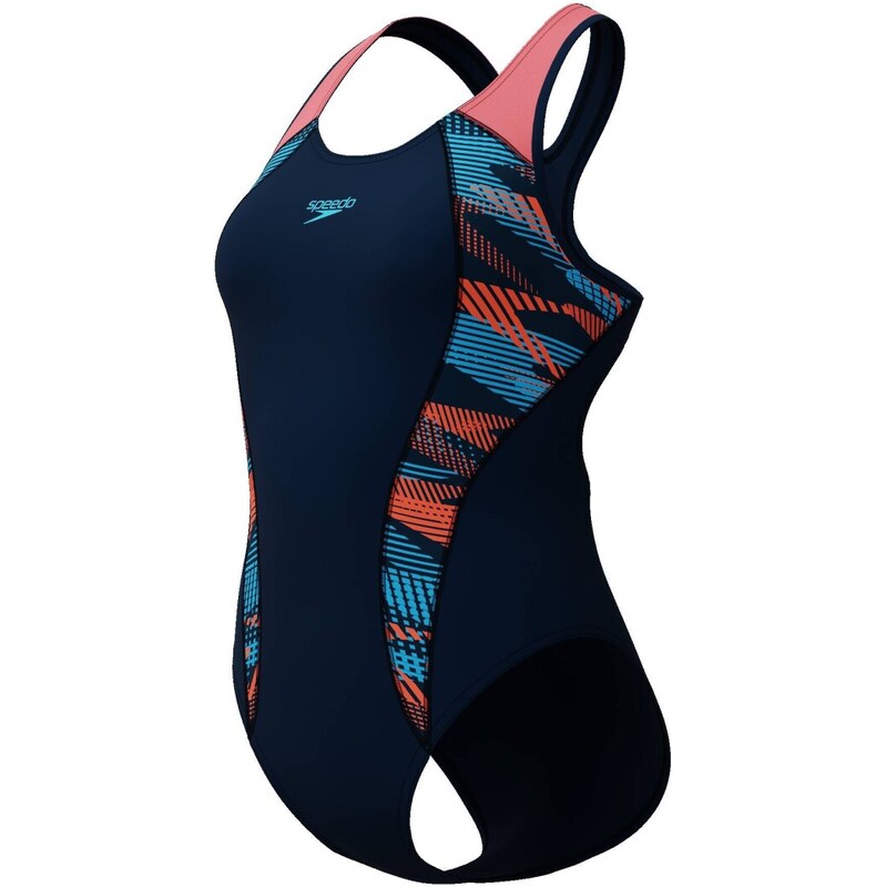 Speedo Jednodílné plavky Laneback nám. modrá/korálová 105118539