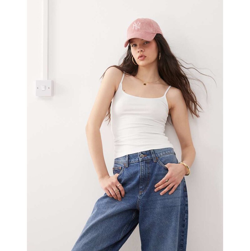 Weekday skinny strap vest top in white 105120413