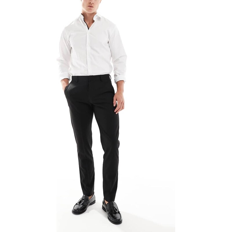 ASOS DESIGN smart tapered fit trousers in black