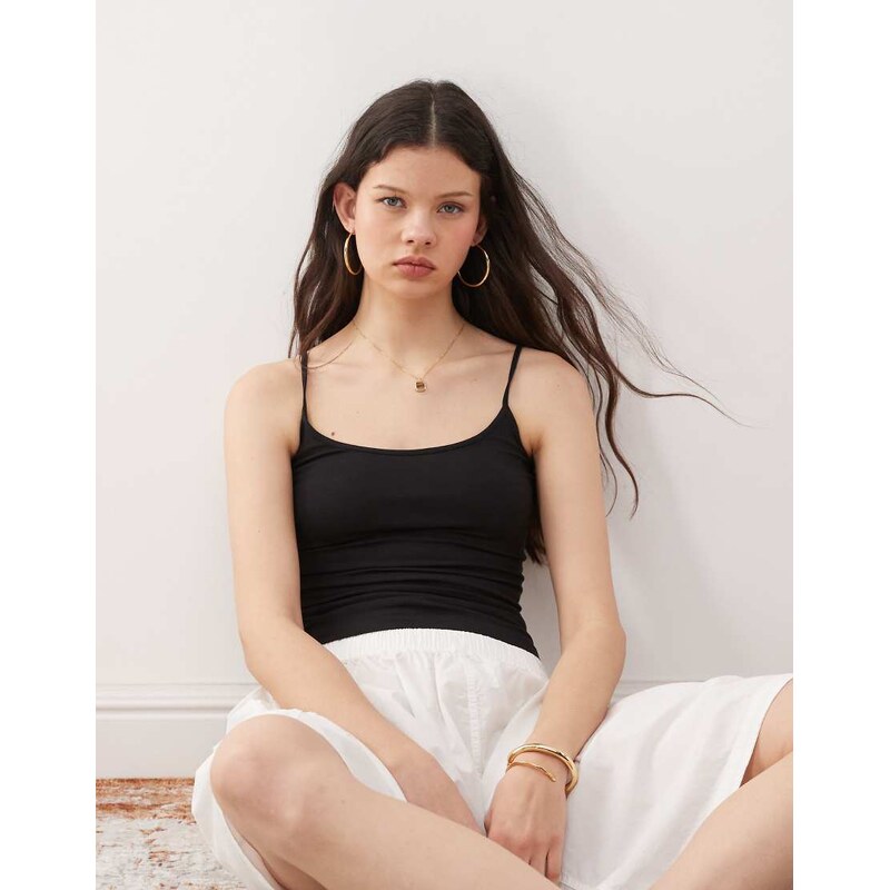 Weekday skinny strap vest top in black 105120164