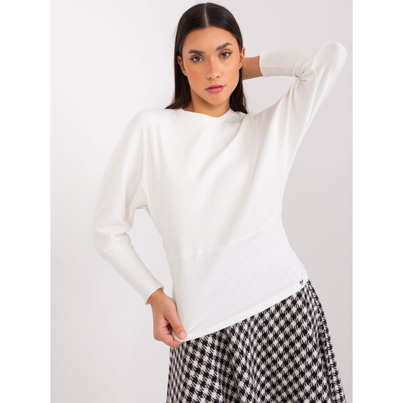 BASIC FEEL GOOD Bílé žebrované tričko s netopýřími rukávy -white Bílá 87556638