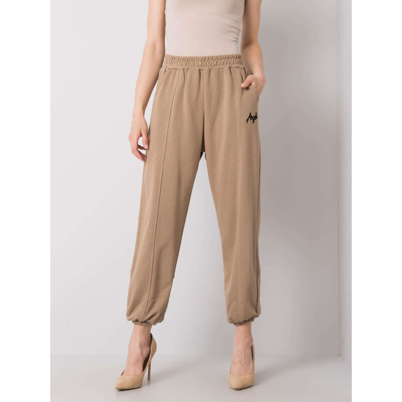 BASIC Béžové dámské volné tepláky -beige Béžová