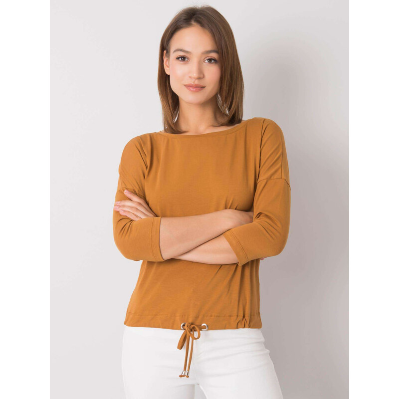 BASIC Světle hnědé dámské tričko -brown Hořčicová 60473637