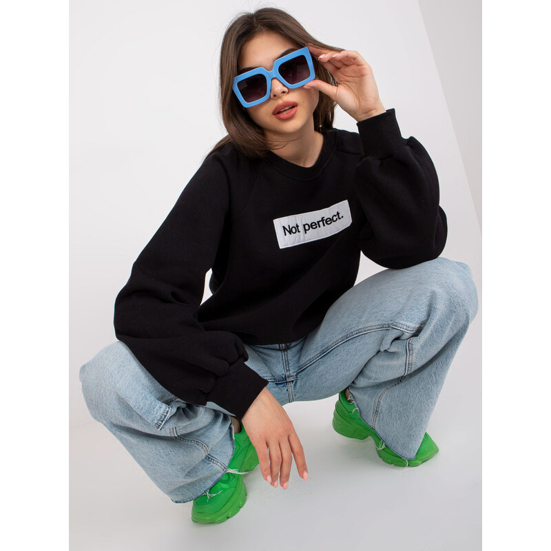 BASIC Černá mikina Tracy s potiskem Not perfect -black 69001716