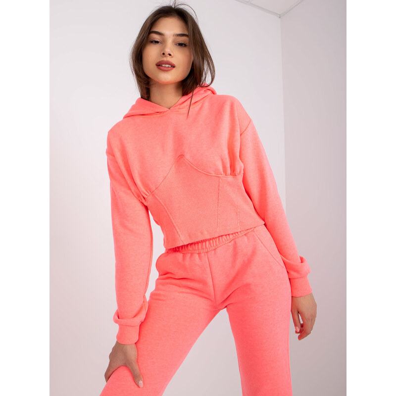BASIC Neonově růžová tepláková souprava s kapucí --fluo pink Meruňková 84024341