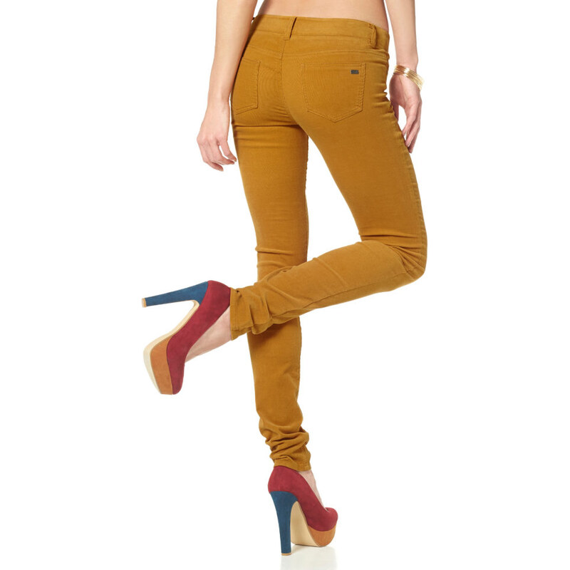 ARIZONA Strečové kordové džíny, Arizona žlutá - Normální délka (N) 48