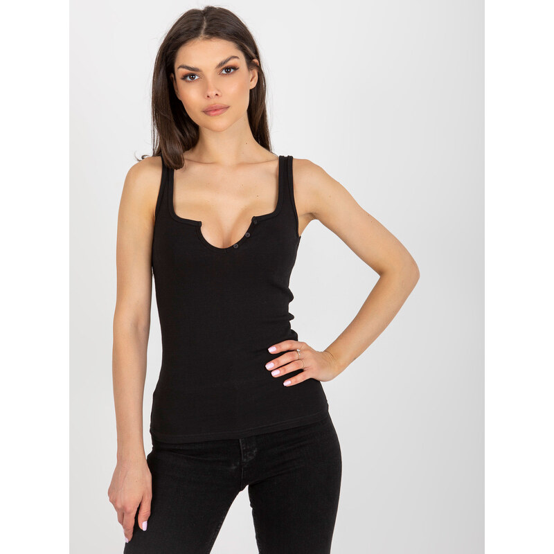 BASIC Černý dámský top s výstřihem -black Černá 85883888