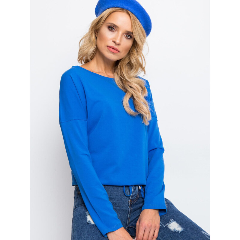 BASIC Dámské modré tričko na zavázání v pase -dark blue Modrá 115137330