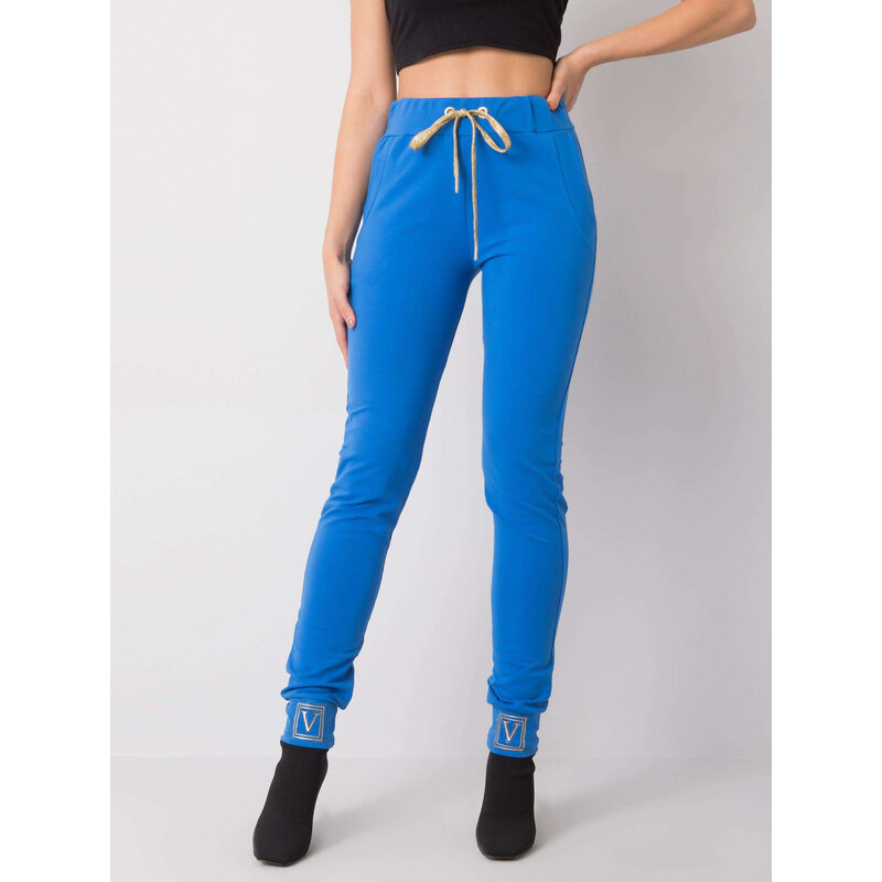 RELEVANCE Modré tepláky s ozdobnými lemy nohavic -blue Modrá 64327604