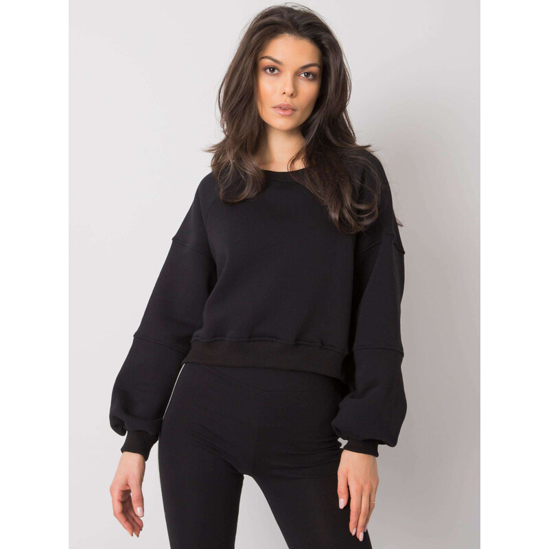 RUE PARIS Černá dámská zkrácená mikina -black