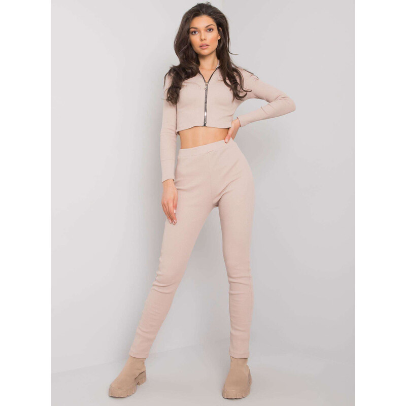RUE PARIS Béžová dámská souprava na zip -beige 71847704