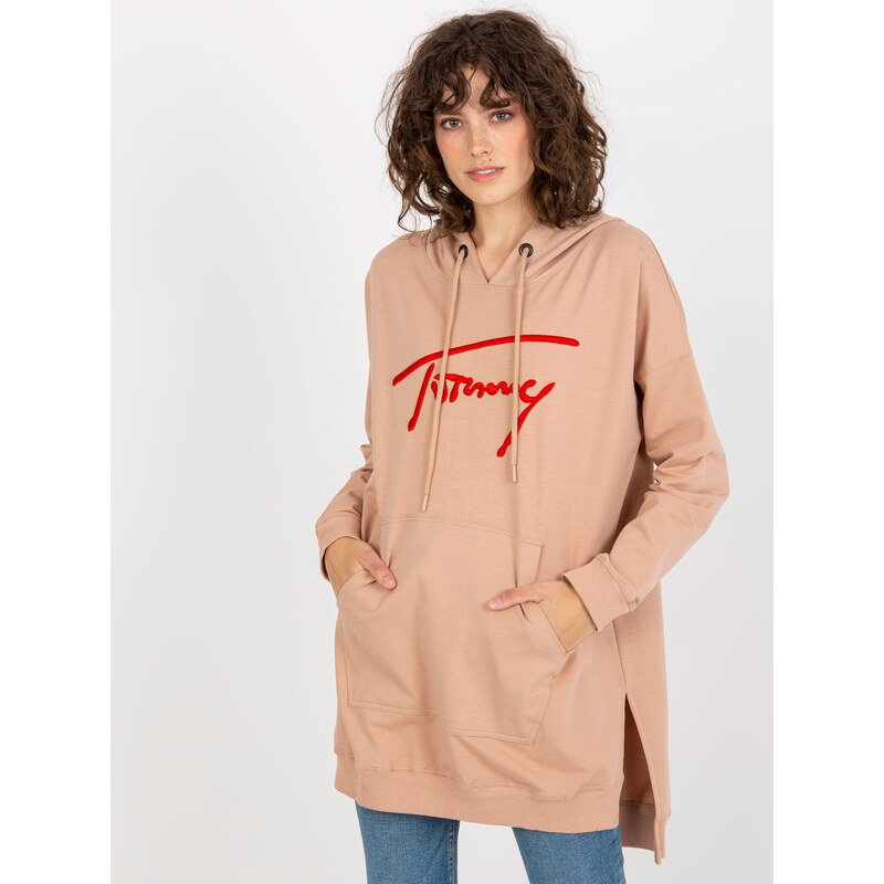 VITON Béžová dlouhá mikina s rozparky -beige 85878840