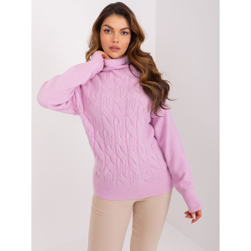 ITALY MODA Světle fialový rolák se vzorem --light purple Fialová 88286322