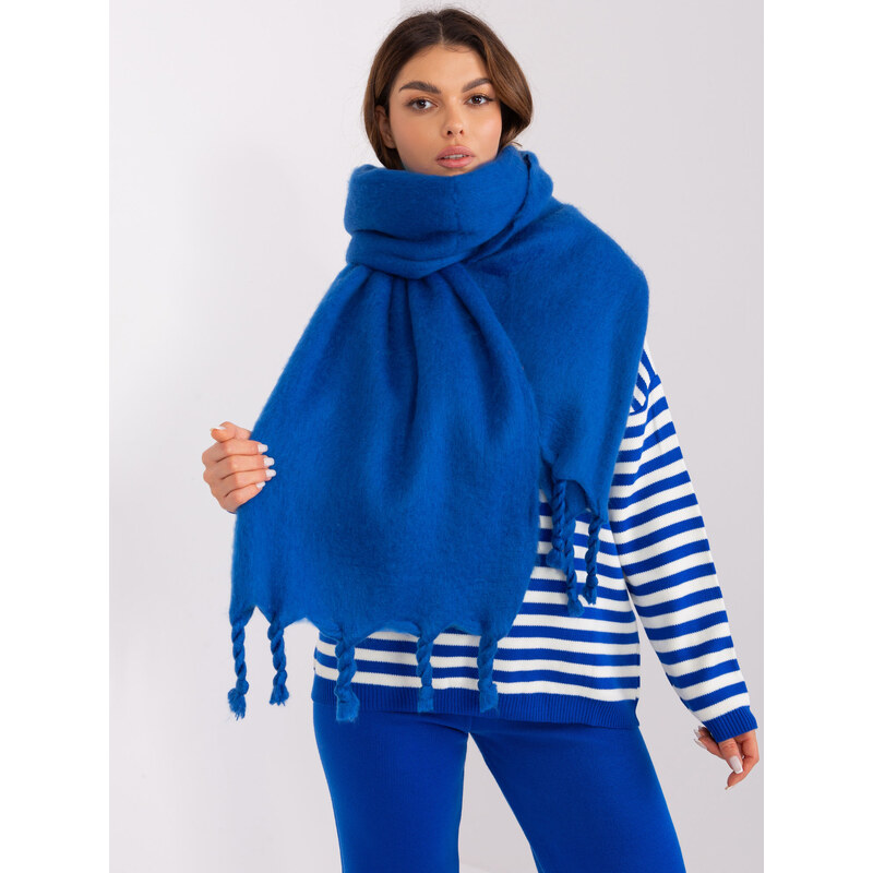 ITALY MODA Modrá teplá šála s třásněmi -dark blue 88286362