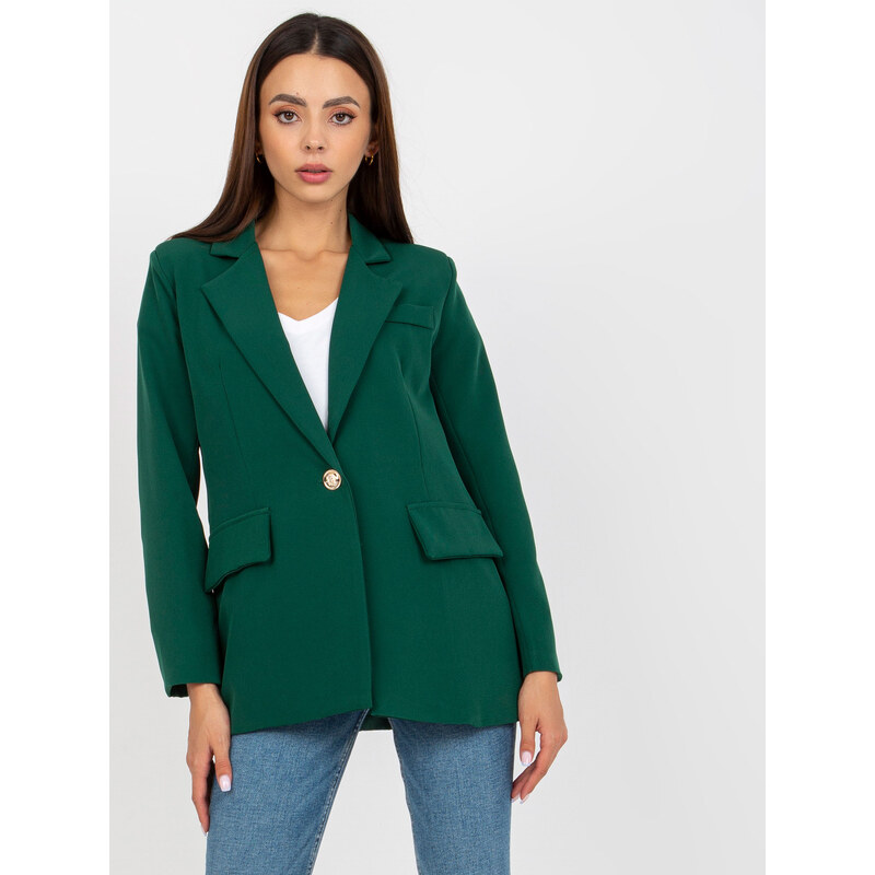 ITALY MODA Tmavě zelené elegantní sako -DHJ-MA-15556.22X-dark