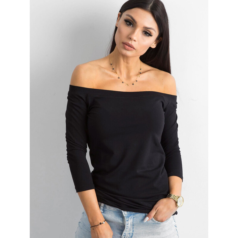 BASIC Dámský černý top s odhalenými rameny -black Černá 62112632