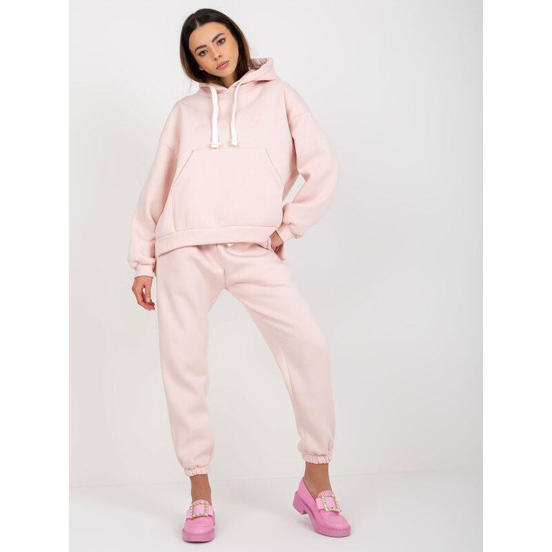 BASIC Světle růžová tepláková souprava s kapucí -light pink 85879131