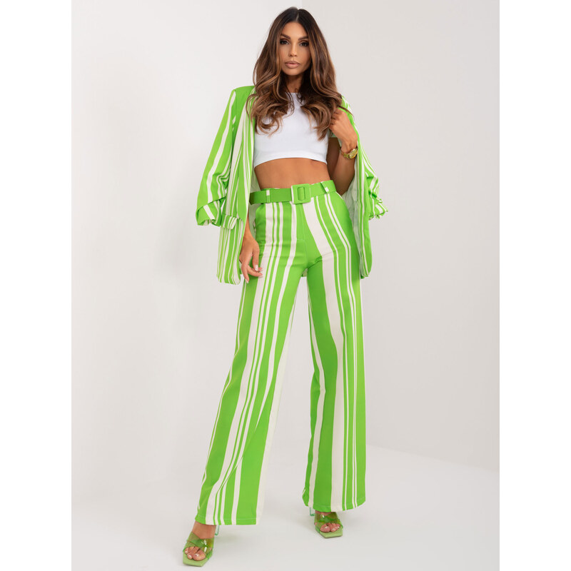 ITALY MODA Světle zelené pruhované kalhoty -light green