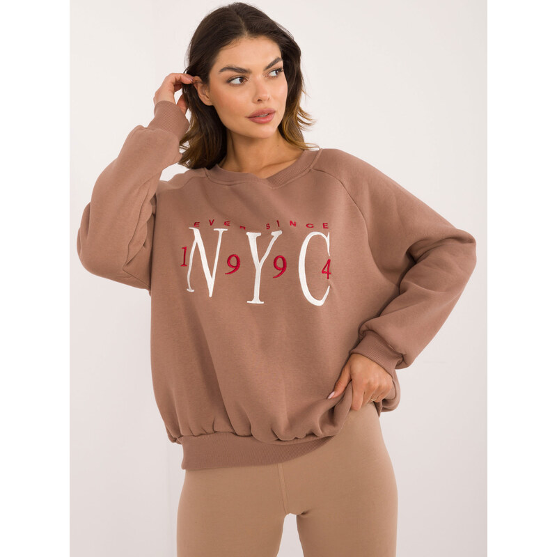 BASIC Světle hnědá mikina s výšivkou NYC - light brown 99276297