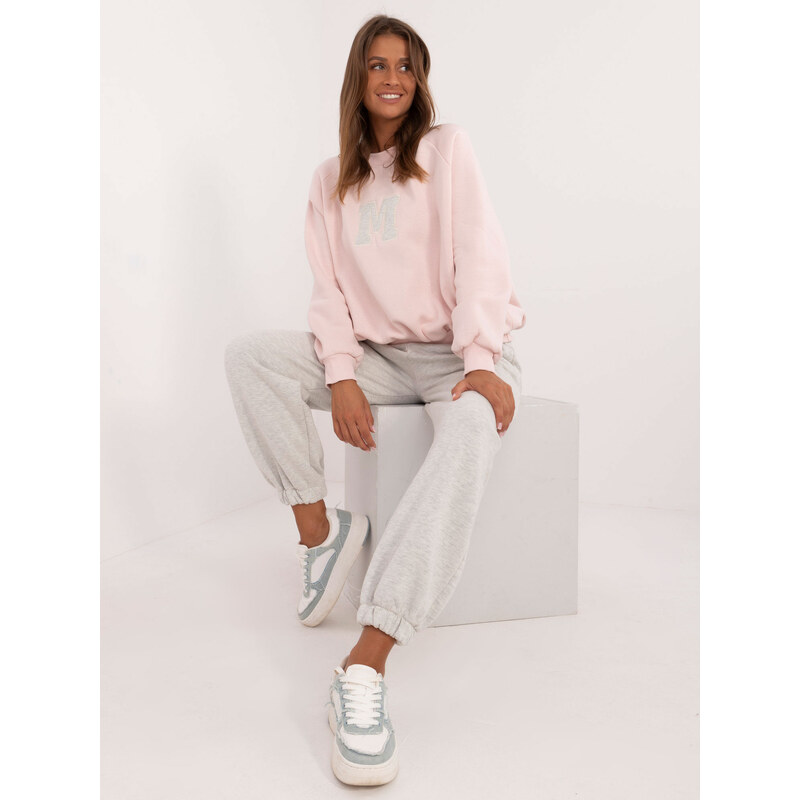BASIC Růžovo-šedá dámská tepláková souprava -grey-pink Šedá