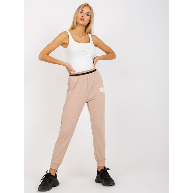 BASIC Béžové pohodlné tepláky -beige Béžová