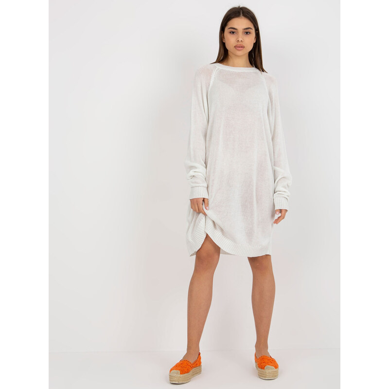 BASIC Bílé svetrové oversize šaty -white Bílá