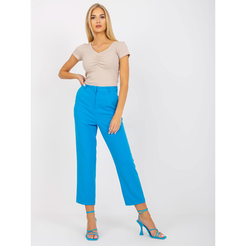 RUE PARIS Modré elegantní kalhoty -blue Modrá 71805606