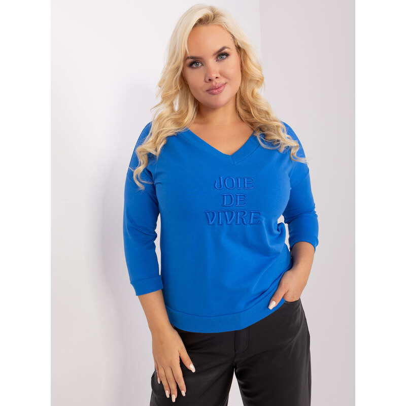 RELEVANCE Modré triko s výstřihem a 3/4 rukávem -blue Modrá 86334191