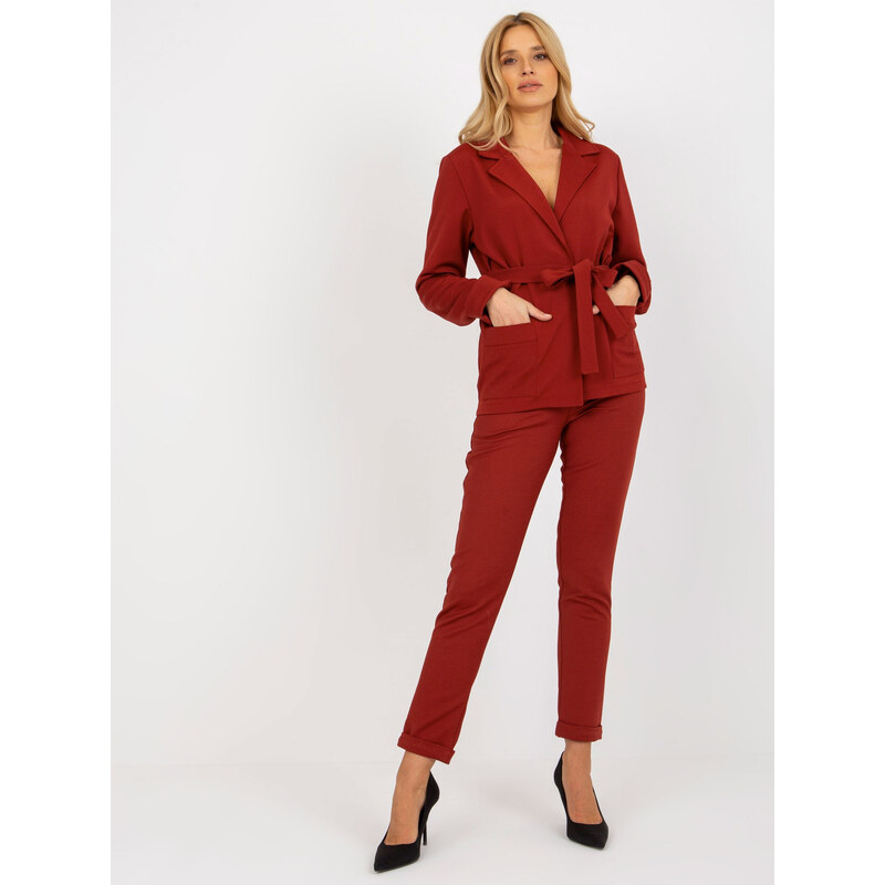 BASIC Bordó sako na zavazování s kapsami LK-MA-507798.51P-bordo