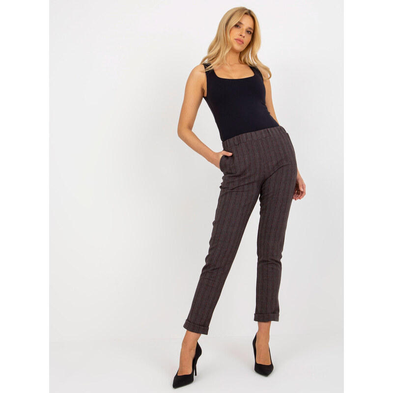 BASIC Tmavě šedé kárované kalhoty LK-SP-507801.47P-dark grey