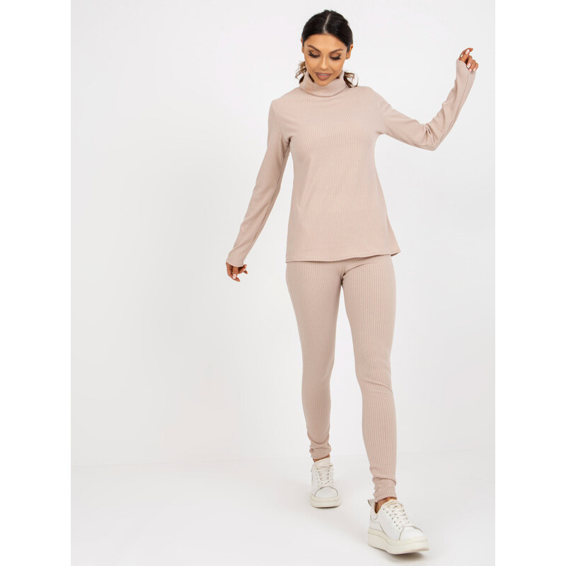 BASIC Béžový žebrovaný dámský rolák -beige Béžová 85879989