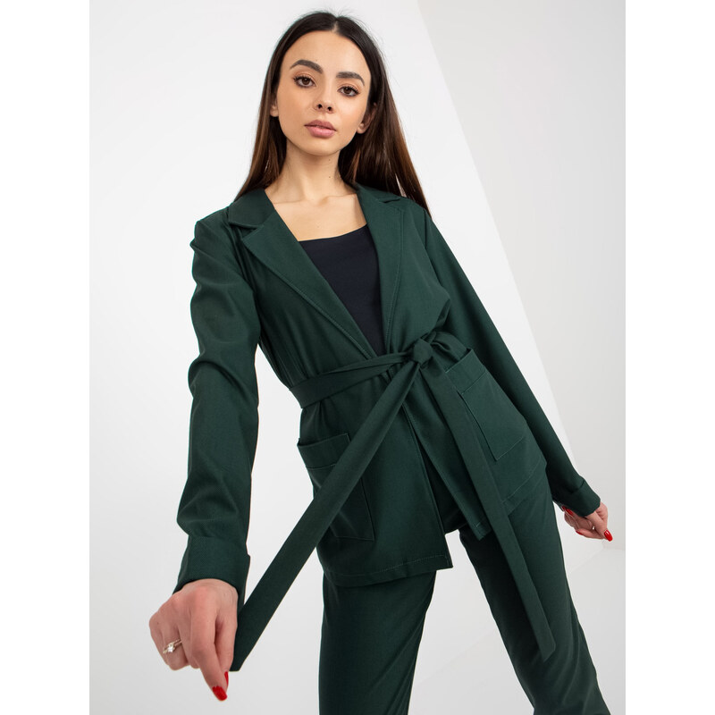 BASIC Tmavě zelené sáčko s páskem na vázání -dark green Tmavě