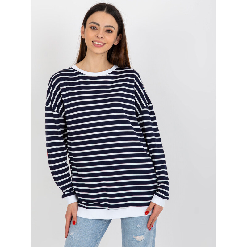 RUE PARIS Bílo-tmavě modrá pruhovaná mikina -LO-BL-LK-236.27X