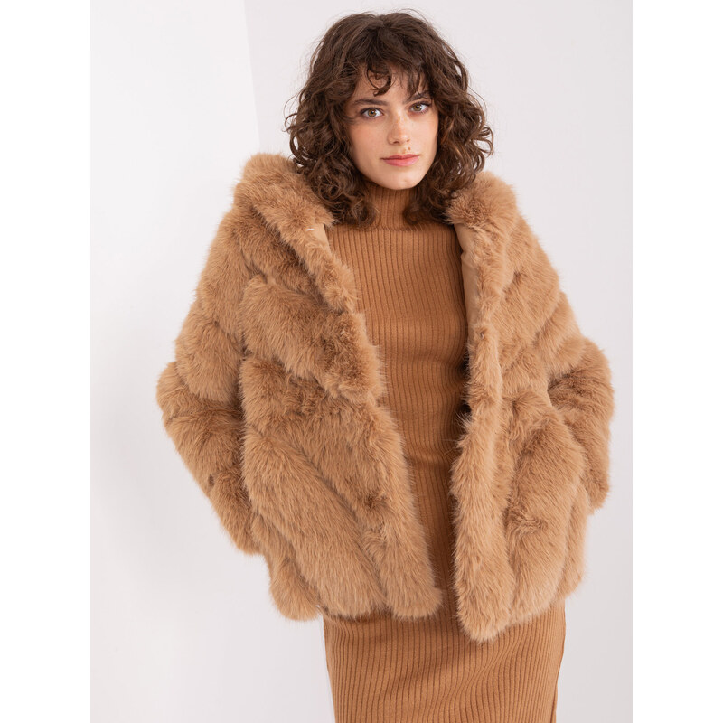 ITALY MODA Camel kožíšek s kapucí -camel Hnědá 86946150