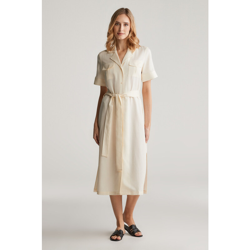 ŠATY GANT REG POCKET DRESS CREAM