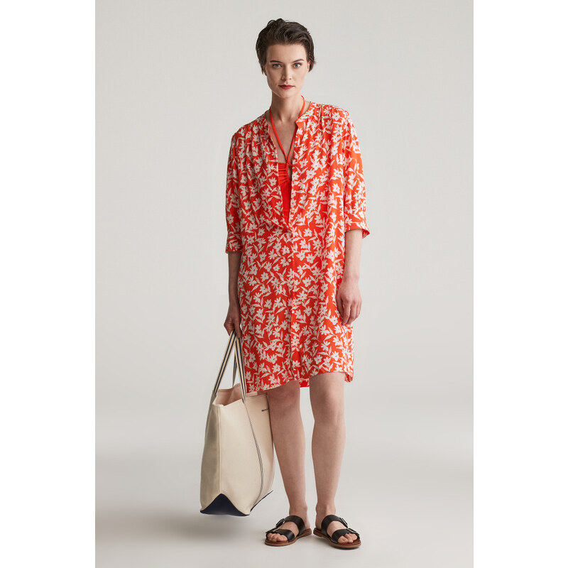 ŠATY GANT REG FLORAL PRINT SS SHIRT DRESS ORANGE RED