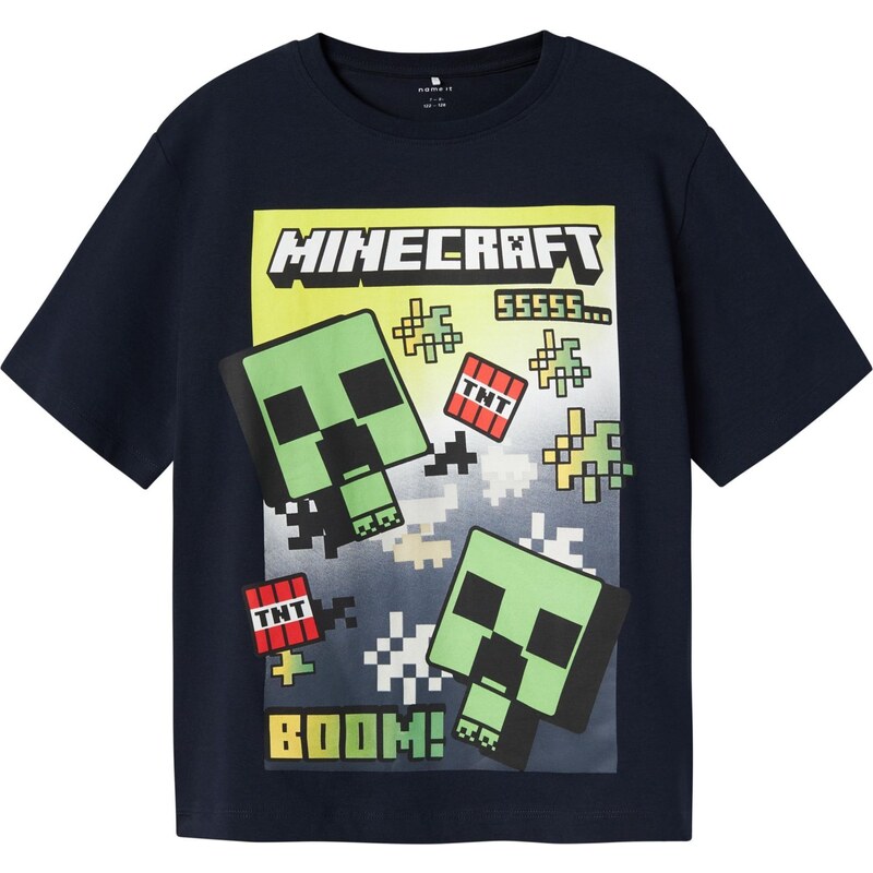 NAME IT Tričko NKMMus Minecraft antracitová / jedle / světle