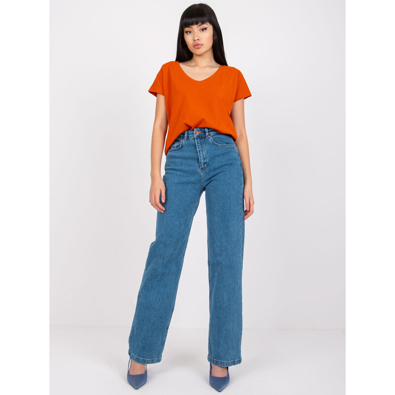 BASIC Modré džíny s vyšším pasem -blue Denim vzor 85872288