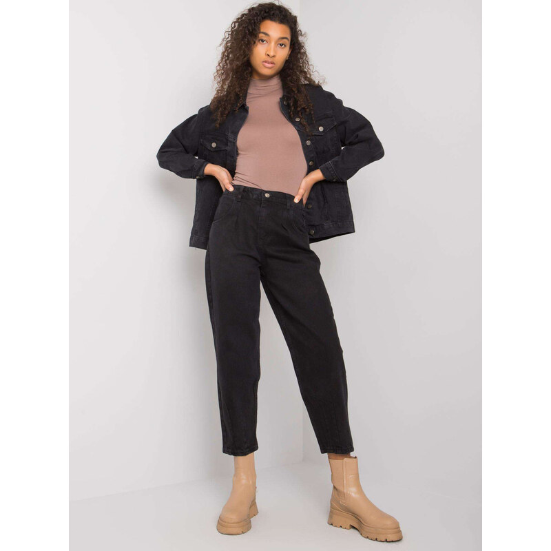 BASIC Černé dámské volné mom jeans MR-SP-5116-1.29-black