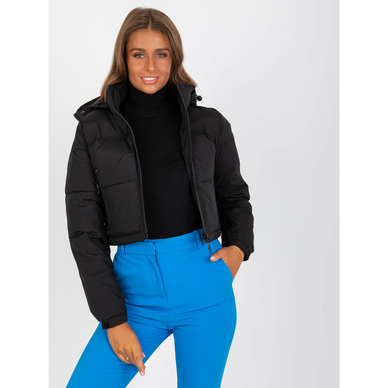 BASIC Černá zkrácená prošívaná crop bunda --black 74564813