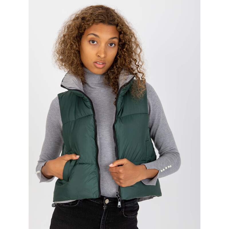 BASIC Tmavě zelená zkrácená vesta NM-KZ-D2-3836-33/-61.43P-dark