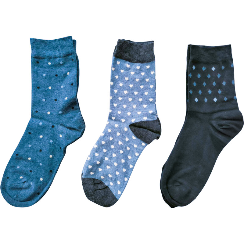 Emi Ross Dámské ponožky Elegant Dots – modré tóny – 3 páry 105150258